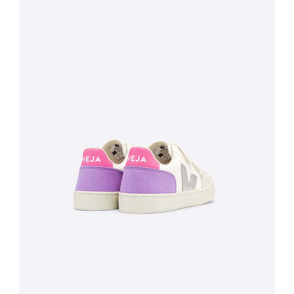 Kids' Veja V-12 CHROMEFREE Shoes White/Purple | SG 749KOR